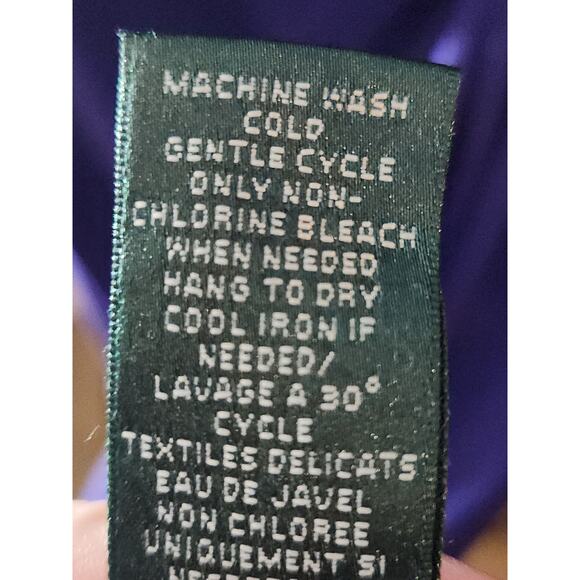 Lauren Ralph Lauren Dress Women's 8p Purple 3/4 Sleeve Ruched V-Neck Stretch - Picture 5 of 5